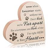 Maitys Pet Memorial Gifts Bereavement Remembrance Gifts for Loss of Dog Cat Sympathy Condolence Gifts Heart Shaped Wood Sign When Tomorrow Starts Without Me Wooden Plaque for Table Desk Decor (Khaki)