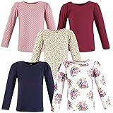 Hudson Baby Unisex Baby Long Sleeve T-Shirts, Blush Navy Floral, 12-18 Months