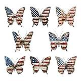 8 Pcs 4th of July Tree Hanging Ornaments Butterfly Independence Day Decorations Red White Blue Stars Tree Hanging Acrylic Ornaments Patriotic Decor Fourth of July Home Party DIY Craft Supplie