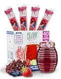 Klass Aguas Frescas | Drink Mix Hibiscus Berries | Sugar Free! (Pack of 4, 40 Count Powder Stick Packs) Shake it up!