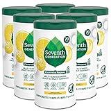 Seventh Generation Multi Surface Wipes All Purpose Cleaning Lemon Zest scent with 100% Essential Oils and Botanical Ingredients 70 count, Pack of 6
