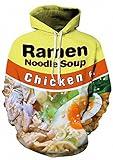 Keasmto 3D Ramen Chicken Noodle Soup Hoodies Sweatshirts for Men Women Cotton Cute XX-Large