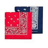 Levi's Men's 100% Cotton Multi-purpose Bandana Gift Sets – Headband, Wrap, Protective Coverage, Red/Blue, Pack 2