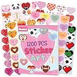 Gleebixi 1200pcs Valentines Heart Stickers for Kids, Valentine's Day Heart Stickers Book for Girls Boys Teens, 100th Day of School Project