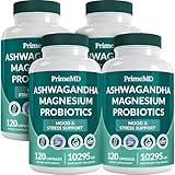5-in-1 Cortisol Supplement for Women and Men with Ashwagandha for Calmness, Focus, and Inner Zen Herbal Supplements with Shilajit Extract, Magnesium Glycinate, Probiotics (120 ct, Pack of 4)