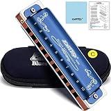 East top Harmonica Key of C, 10 Holes 008K Diatonic Blues Harp Mouth Organ with Blue Case, Standard Harmonica For Adults, Professionals, Beginners and Students, as a Gift