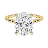 3 CT Oval Moissanite Band Ring for Women 925 Sterling Silver and Solid Gold D Color VVS1 Clarity Solitaire Promise Rings for Her Trending Valentine gifts for her