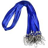 Wisdompro 30 Pack of 17 inch Nylon Neck Lanyard Strap with J-Hook and Tone Split Ring for Office USB Flash Drives, Keys, Keychains, ID Name Tag Badge Holders or other Portable item - Blue