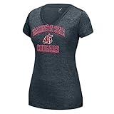 NCAA Washington State Cougars Women's Distressed School Arch Heathered Grand Slam Tee, XX-Large, Charcoal HTR