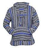 Del Mex Deluxe Mexican Baja Hoodie Sweatshirt Pullover Jerga Surf Poncho Drug Rug (Blue, Small)