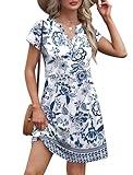 OFEEFAN Summer Dresses for Women 2025 Casual Beach Cover Ups for Women Cruise Essentials Vacation Dress Ethnic Floral L