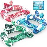 KEUCL Pool Floats, 3 Pack Inflatable Pool Float Chairs with Cupholders & Handles, Pool Floats Adult & Kids Perfect for Pool Lake & Rivers, Pool Toys Party, Relaxing Inflatable Chair for Swimming Pool