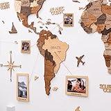 ENJOY THE WOOD 3D Wood World Map Wall Art Large Wood Wall Décor Housewarming Gift Idea Wood Wall Art World Travel Map For Home & Kitchen or Office (Multicolored, XL)