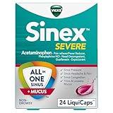 Vicks Sinex SEVERE, All-In-One Sinus + Mucus Relief, Non-Drowsy, Loosens Mucus, Maximum Strength Relief of Pain, Pressure, Congestion, & Headache Relief, 24 LiquiCaps