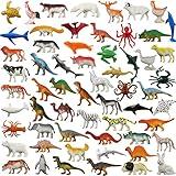 DOITEM 60 Pcs Assorted Dinosaur, Ocean, Sea, Farm, Jungle, Wild Animals & Dinosaurs Figure Realistic Plastic Zoo Play Set - Small Toys for Kids, Cupcake Topper, Party Favors