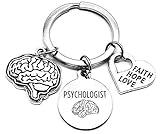 Kit's Kiss Psychologist Keychain Child Psychology Psychotherapist Psych Student Gift Human Brain Faith Hope Love Doctor Neurologist Gift