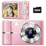 Upgrade Digital Camera,Autofocus 50MP FHD 1080P Camera with 16x Zoom Anti Shake,Compact Camera for Kid Student Children Teen Girl Boy,Kids Camera with 32GB SD Card,2 Batteries