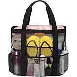wanchel Mesh Beach Bags for Women - Plus Waterproof Sandproof Tote Bag with 8 Pockets and 1 inner Zipper Closure Pockets