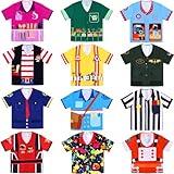 Jiuguva 12 Pcs Role Play Costume Dress up Clothes Cosplay for Kids Community Helper Career Costumes Pretend Play Astronaut Construction Worker Racer Engineer Pirate Painter