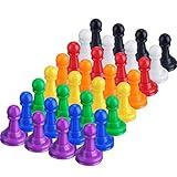 Shappy 32 Pieces Board Game Pawns Multicolor Plastic Game Pieces for Chess Tabletop Markers 1 Inch