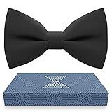 Bow Tie House Black Bow Tie for Boys Cute Black Bow Tie - Fabric Pretied Unisex Adjustable Formal Colorful Fashion for Girls Mens Black Bow Ties in shop (Medium, Black)