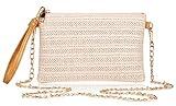 COOKOOKY Womens Straw Clutch Bag Bohemian Summer Beach Straw Purse Zipper Wristlet Wallets for Women