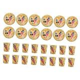Cabilock 32pcs School Party Paper Tray Back to School Items Paper Cup Set Plates for Kids Elementary Decorations