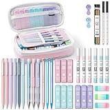 Four Candies 36PCS Aesthetic School Supplies, Mechanical Pencils 0.5mm, 0.7mm, 0.9mm & 2.0mm with 624PCS Lead Refills, Cute Mechanical Pencils for Writing, Drawing & Drafting (Pink)