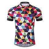 Men's Cycling Jersey Short Sleeve Bike Clothing Multicolored Diamond Size L