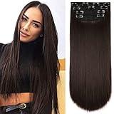 4Pcs Hair Extensions Clip in Brown Black Clip in Hair Extensions for Women Straight Hair Extensions Long 20 Inches(4pcs, 20Inch, 4#)