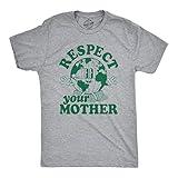 Mens Respect Your Mother T Shirt Funny Cool Earth Day Nature Lovers Tee for Guys Funny T Shirts Cool Environmental Short Sleeve Novelty Tees for Guys Light Grey S