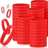 Kigeli 100 Pcs Heart Health Awareness Silicone Wristbands for Men Women, Red Ribbon Silicone Bracelets Rubber Wristbands Bulk for Cancer Health Disease Tuberculosis Event Public Charity Supplies