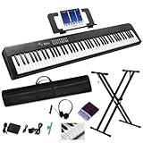 Digital Piano Keyboard for Beginners, Full Size 88 Key Semi Weighted Keyboard Electric Piano with Stand, Built-In Speakers, Electric Piano Keyboard with Sustain Pedal, Bluetooth,USB-MIDI Compatibility