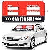 Jingmore for Sale Sign for Vehicle Windshield Sun Shade Quickly Sell Your Car or Truck Foldable Car Front Window Sunshade for Sun Visor Easily Seen Info on Dual Purpose (64.17 x 31.89 Inches,Stylish)