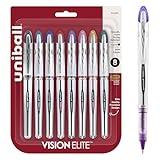 uni-ball® Vision™ Elite™ Liquid Ink Rollerball Pens, Bold Point, 0.8 mm, Black Barrel, Assorted Ink Colors, Pack Of 8