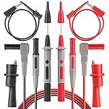 AstroAI 8Pcs Multimeter Test Leads Set with Alligator Clips, Plunger Mini Hooks and Test Probes 1000V 10A CAT III & CAT IV 600V for Fluke, KAIWEETS, INNOVA Multimeter, Voltmeter, Clamp Meter