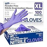 Supmedic Nitrile Exam Glove, 3.5 mil Disposable Medical Gloves Powder-Free Latex-Free, Violet Blue 100 pcs (X-Large)