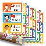 Quarterhouse 7 Poster Hello in 21 Languages Set, Foreign Language Classroom Learning Materials for Pre-K and K-12 Students and Teachers, 12 x 18 Inches