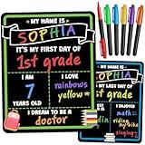 My First Day of School Sign Board with Liquid Chalk Markers - 14”x11” Double-Sided & Reusable - First and Last Day - Back to School Board for Kindergarten, Preschool
