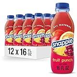 Snapple Fruit Punch Juice Drink, 16 fl oz recycled plastic bottle, Pack of 12