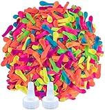 600 Pack Water Balloons Refill Kits Eco-Friendly Latex Water Bomb Balloons for Summer Splash Fun Fight Games with 2 Hose Nozzles Refill Kits