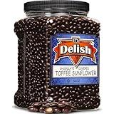 Chocolate Covered Toffee Coated Sunflower by It's Delish, 54 OZ Jumbo Container | Dark Chocolate Candy Nuts Bulk Sunflower Chocolates Sweet & Crunchy Nut Snack | Vegan, Kosher