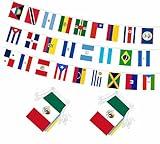 LUSEOAN 2 Set 33 Countries Latin America Flags Banner String - Assorted Latin America Latino Bunting Banners Flag for School Office Classroom International Sports Bar Heritage Hispanic Month Decorations,80 Ft 66 Flags