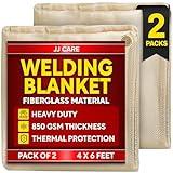 2 Pack Welding Blanket - 4ft x 6ft, 850GSM Fiberglass Welding Blanket for Smokers with Brass Grommets, Heavy Duty Fireproof Welders Mat for Industrial, Smoker, Grill and Camping