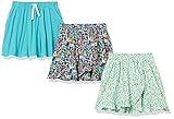 Amazon Essentials Girls' Knit Skorts with Elastic Waist and Built-in Breathable Shorts, Pack of 3, Teal Blue, X-Small