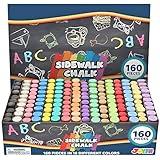 160 PCS Sidewalk Chalks Set Non-Toxic Washable Jumbo Chalk for Outdoor Art Play, Painting on Chalkboard, Blackboard and Playground