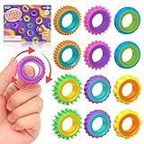 Fidget Toys Sensory Rings for Kids: 12 Pack Finger Spinner Rings - Texture Stress Toys for Kids Autism Calming - Fun Fidgets for Student Classroom Prize Stocking Stuffers
