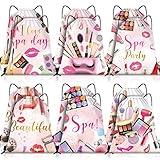Equsion 12 Pcs Spa Party Favor Bags Drawstring Backpack Spa Party Gift Bags Supplies for Girls Women Makeup Birthday Decorations Salon Baby Shower Decorations, 12 x 10 Inch