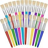 YGAOHF 24 Pcs Paint Brushes for Kids Bulk - Colorful Round and Flat Kids Paint Brushes, Easy Clean and Hold Toddler Paint Brushes for Acrylic Oil Watercolor Washable Paint