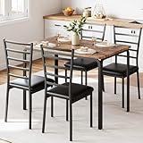 IDEALHOUSE 5-Piece Kitchen Dining Room Table Chair Set for Small Space, Indoor Modern Dinette Set for 4, Square Dinner Table Set for Dinette, Breakfast (Vintage)